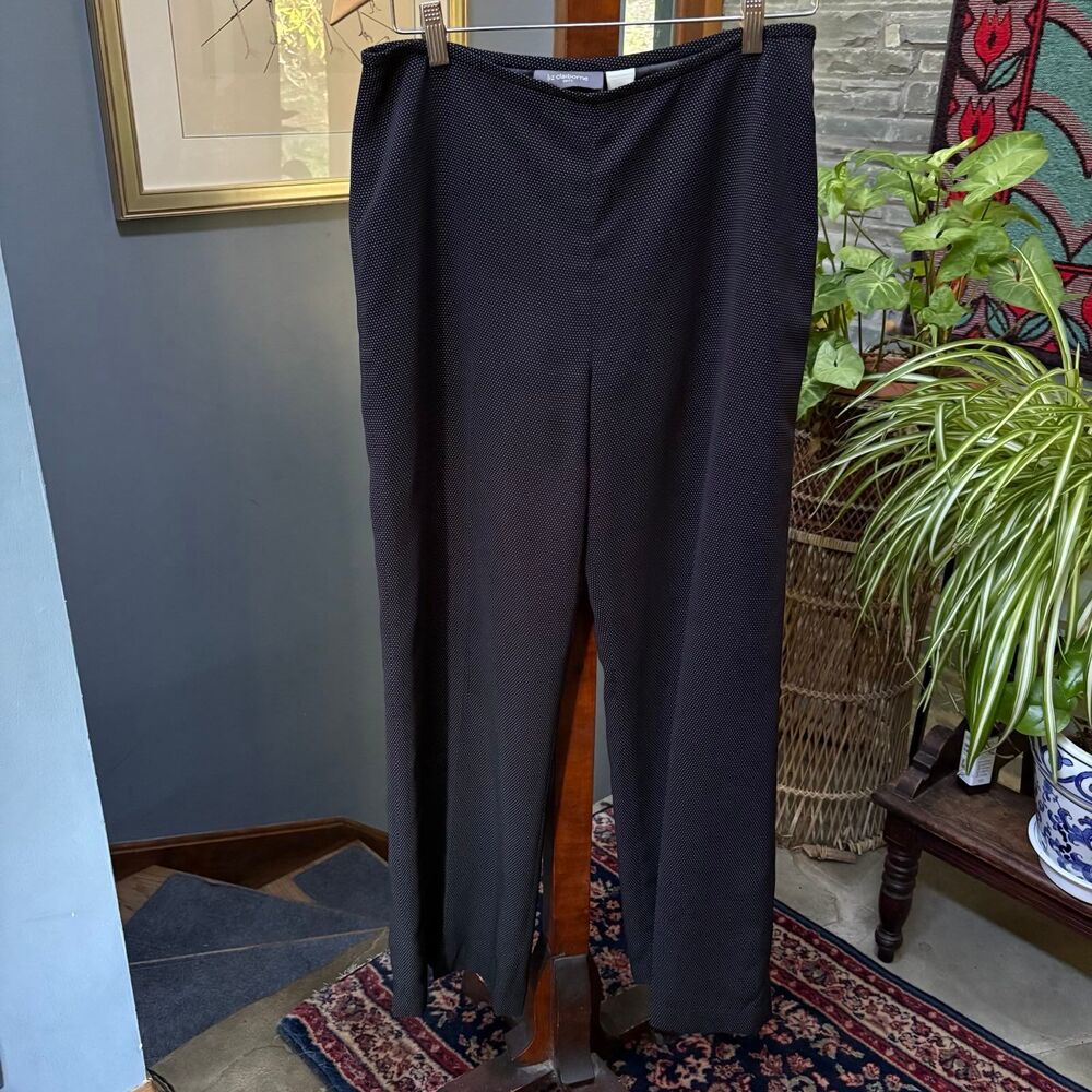 Liz Claiborne Black Mini Dot Suit Trousers Sz 10 Slim Bootcut Professional Pants - Picture 2 of 7